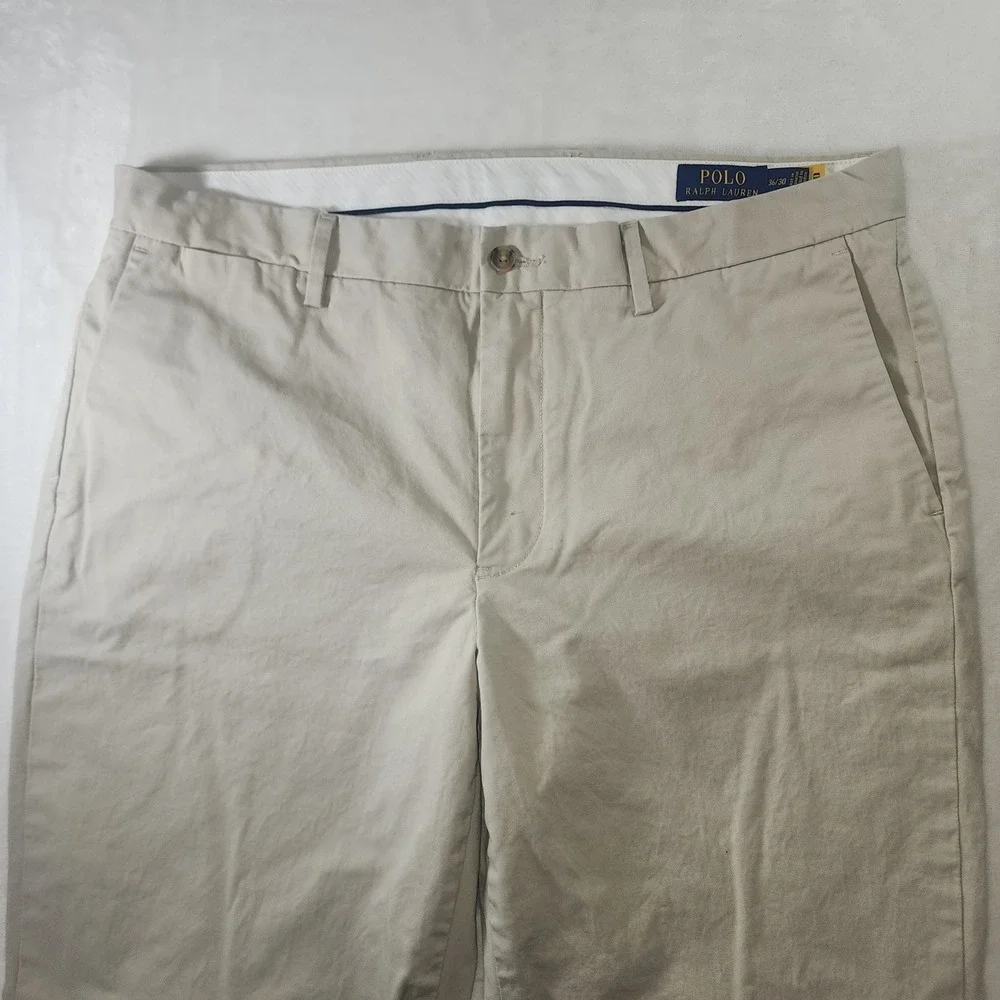 Polo Ralph Lauren Mens Stretch Straight‎ Fit Chino Pants Tan Khaki 36x30